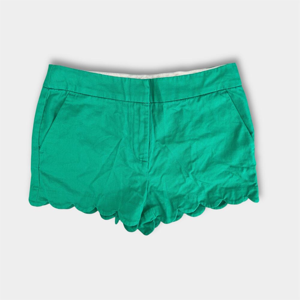 J. Crew Girls Green Scalloped Hem Shorts 10